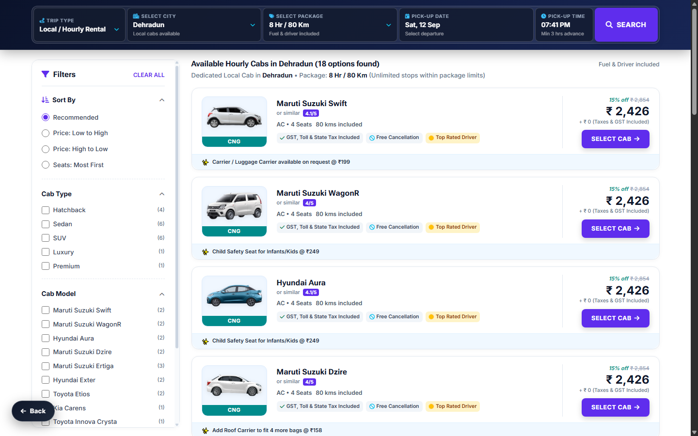 Local Cab Booking Engine Screenshot