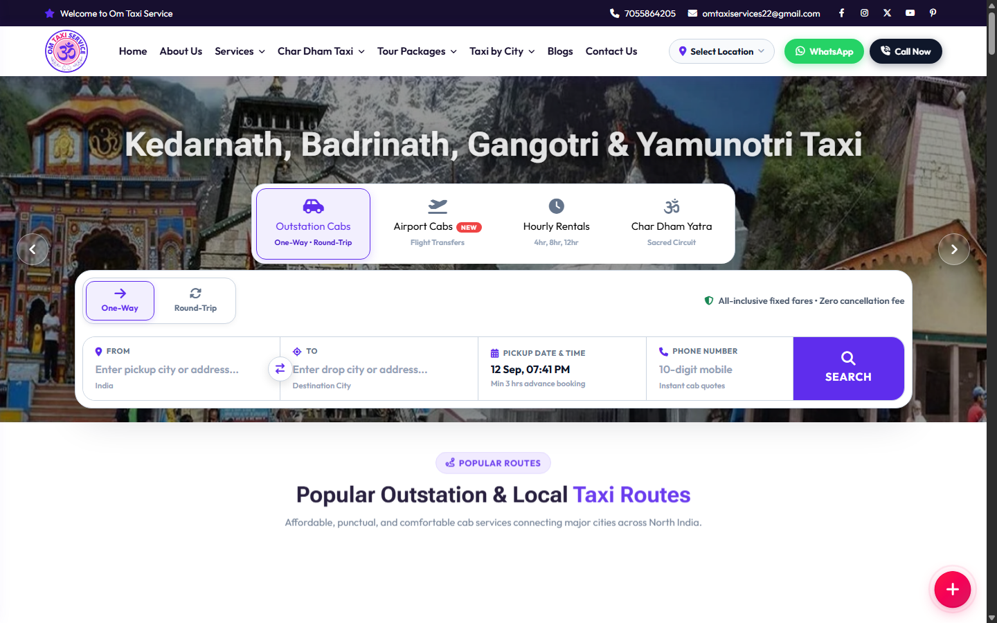 Om Taxi Service Booking Engine Screenshot